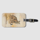 Étiquette À Bagage Cream Gold Leopard Animal (Devant Horizontal)