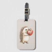 Étiquette À Bagage Cream Hedgehog Heart Love (Devant Vertical)