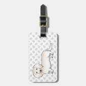 Étiquette À Bagage Cream Long Cheveux Dachshund Dessin Chien & Texte (Devant Vertical)