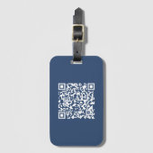 Étiquette À Bagage Créer un code QR analysable | Bleu de marine (Devant Vertical)