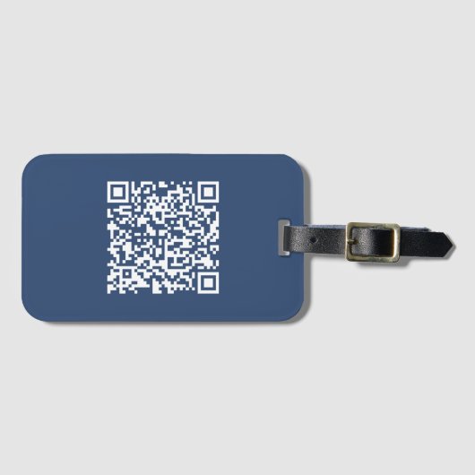 Étiquette À Bagage Créer un code QR analysable | Bleu de marine (Devant Horizontal)