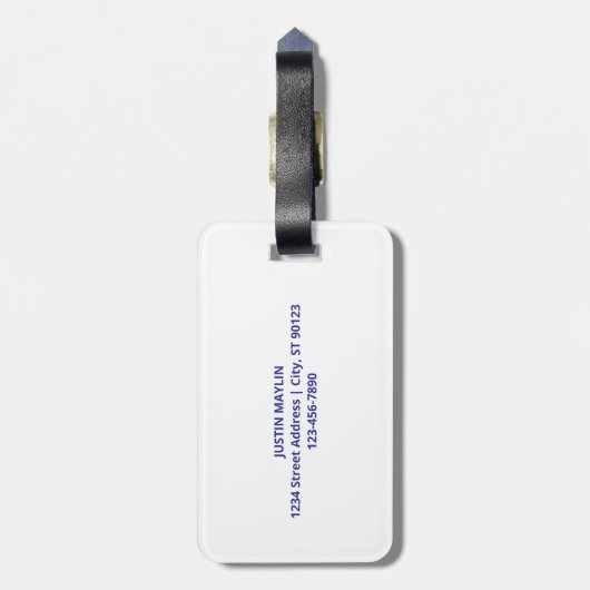 Étiquette À Bagage Créer un code QR analysable | Bleu foncé modifiabl (Dos Vertical)