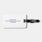 Étiquette À Bagage Créer un code QR scannable | Bleu foncé modifiable (Dos horizontal)