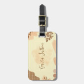 Étiquette À Bagage Crème et design Brown (Devant Vertical)