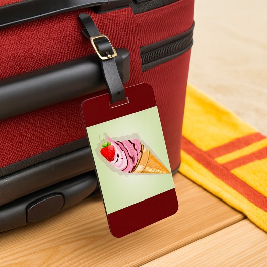 Étiquette À Bagage Crème Glacée Avec Une Fraise
