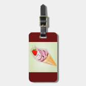 Étiquette À Bagage Crème Glacée Avec Une Fraise (Devant Vertical)