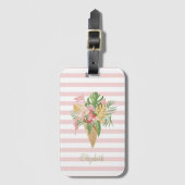 Étiquette À Bagage Crème glacée, Fruit Feuille tropical, Grès roses (Devant Vertical)
