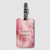 Étiquette À Bagage Crème rose Fourrure de vache blanche d'animal (Devant Vertical)