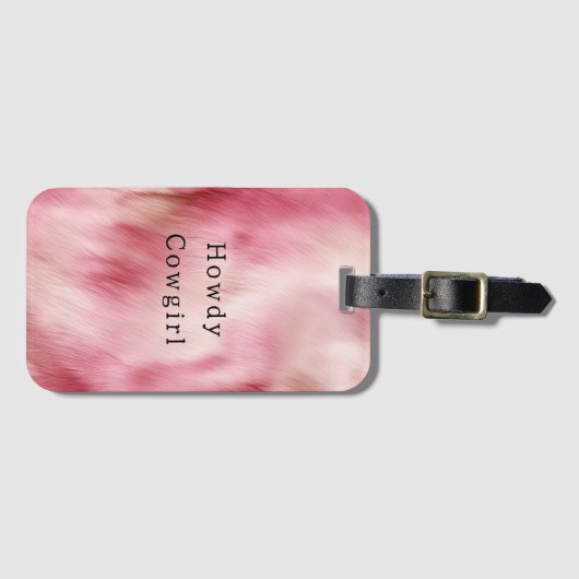 Étiquette À Bagage Crème rose Fourrure de vache blanche d'animal (Devant Horizontal)