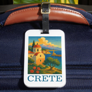 Étiquette À Bagage Crète vintage Grèce Île d'artisanat Voyage
