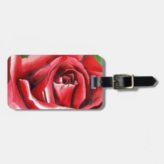 Étiquette À Bagage Crimson Red Rose Original watercolor art