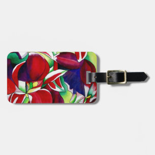 Étiquette À Bagage Crimson tropical Singapour Orchidées fleuris