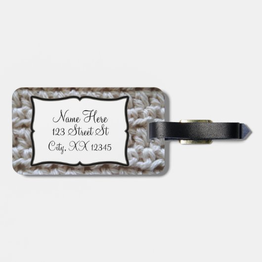 Étiquette À Bagage Crochet coton Fil Texture - Ecru (Dos horizontal)