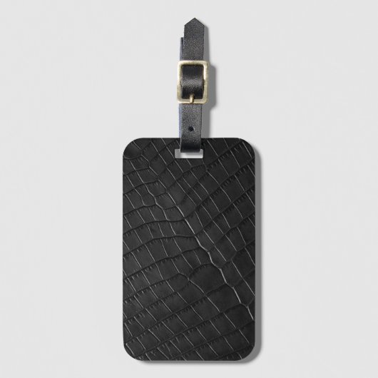 Étiquette À Bagage Crocodile noir imprimé,  (Devant Vertical)