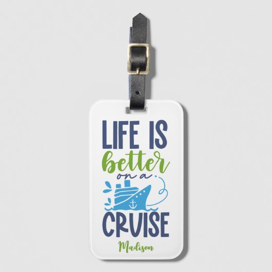 Étiquette À Bagage Croisière de nom personnalisé (Devant Vertical)