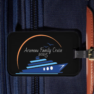 Étiquette À Bagage Croisière en famille Noir avec Orange/Bleu