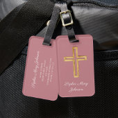Étiquette À Bagage Croix religieuse rose élégante