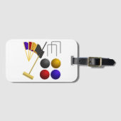 Étiquette À Bagage Croquet Equipment Set Mallet Balls Hoops (Devant Horizontal)
