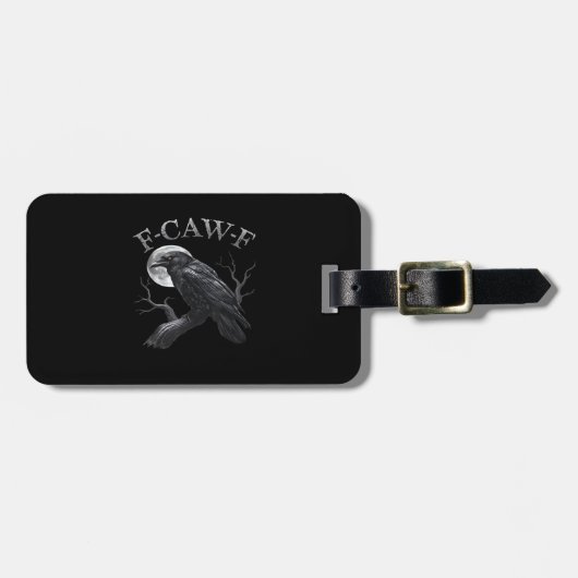 Étiquette À Bagage Crow F-Caw-F Funny Bird Moon Retro Classic (Devant horizontal)