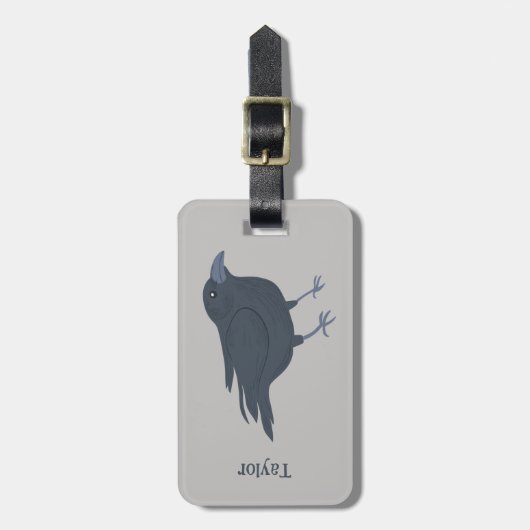 Étiquette À Bagage Crow noir sur gris Personnalisé (Devant Vertical)