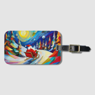 Étiquette À Bagage Cubisme Santa Noël Vacances