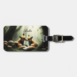 Étiquette À Bagage Cuddle Fox dans Misty Forest Personnalisé