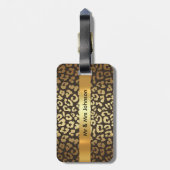 Étiquette À Bagage Cuir à bagages léopard doré personnalisé (Dos Vertical)