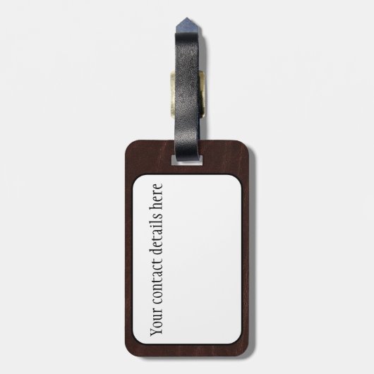 Étiquette À Bagage Cuir Brown foncé (Dos Vertical)
