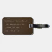 Étiquette À Bagage Cuir classieux de chocolat de monogramme (Dos horizontal)