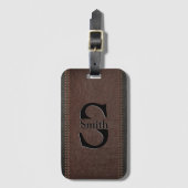 Étiquette À Bagage Cuir Faux Brown Avec Coussins Effets (Devant Vertical)