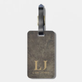 Étiquette À Bagage Cuir gris Monogramme Moderne Vintage (Dos Vertical)