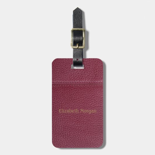 Étiquette À Bagage Cuir rouge élégant (Devant Vertical)