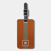 Étiquette À Bagage Cuir synthétique moderne Monogram Orange (Devant Vertical)