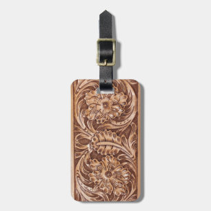 Étiquette À Bagage cuir usiné par motif de pays occidental de cowboy