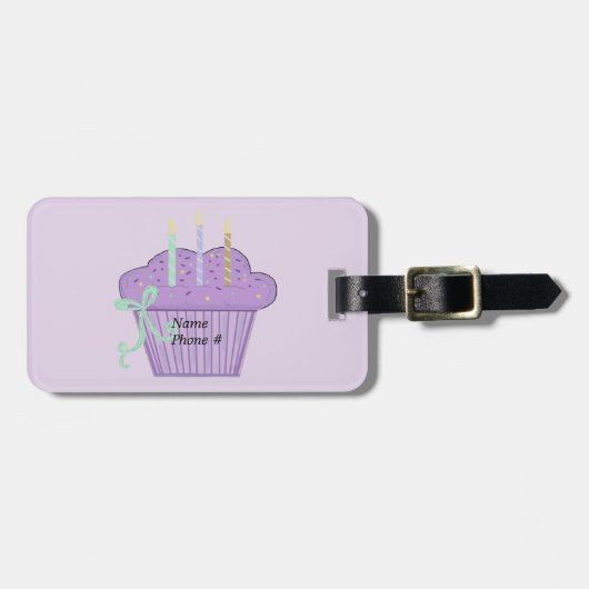 Étiquette À Bagage Cupcake Délice Violet (Devant horizontal)