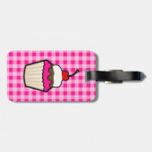 Étiquette À Bagage Cupcake rose chaud (Dos horizontal)