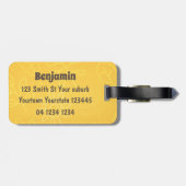 Étiquette À Bagage Curieux et drôle dessin animé de chouette brune (Dos horizontal)