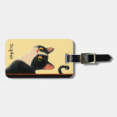 Étiquette À Bagage Curious Cat and Sneaky Worm (Devant horizontal)