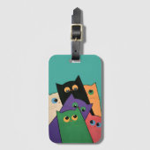 Étiquette À Bagage Curious Cats (Devant Vertical)