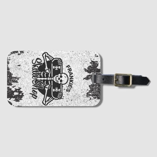 Étiquette À Bagage Custom ADD NAME Skull Skate Shop (Devant Horizontal)