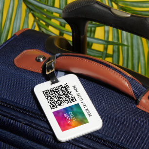 Étiquette À Bagage Custom Business Logo QR Code Name Text