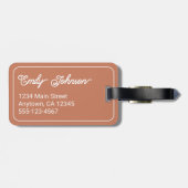 Étiquette À Bagage Custom Family Name in Elegant Script Terracotta (Dos horizontal)