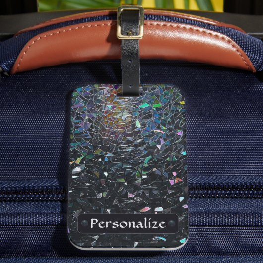 Étiquette À Bagage Custom Iridescent Abstract Stained Glass Pattern (Insitu Rectoal 2)