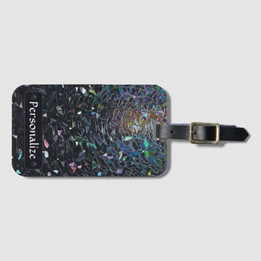 Étiquette À Bagage Custom Iridescent Abstract Stained Glass Pattern (Devant Horizontal)