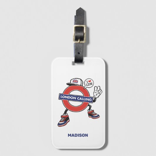 Étiquette À Bagage Custom Name London Calling (Devant Vertical)