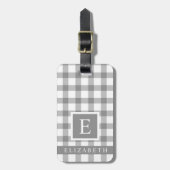 Étiquette À Bagage Customisé blanc clair gris foncé À damiers Motif (Devant Vertical)