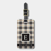 Étiquette À Bagage Customisé blanc noir gris rouge À damiers Motif (Devant Vertical)