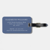 Étiquette À Bagage Customisé bleu marine bleu blanc À damiers Motif (Dos horizontal)