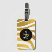 Étiquette À Bagage Customisé Faux Gold Zebra Print Stripes Motif (Devant Vertical)