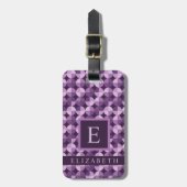 Étiquette À Bagage Customisé Violet clair violet foncé violet géométr (Devant Vertical)
